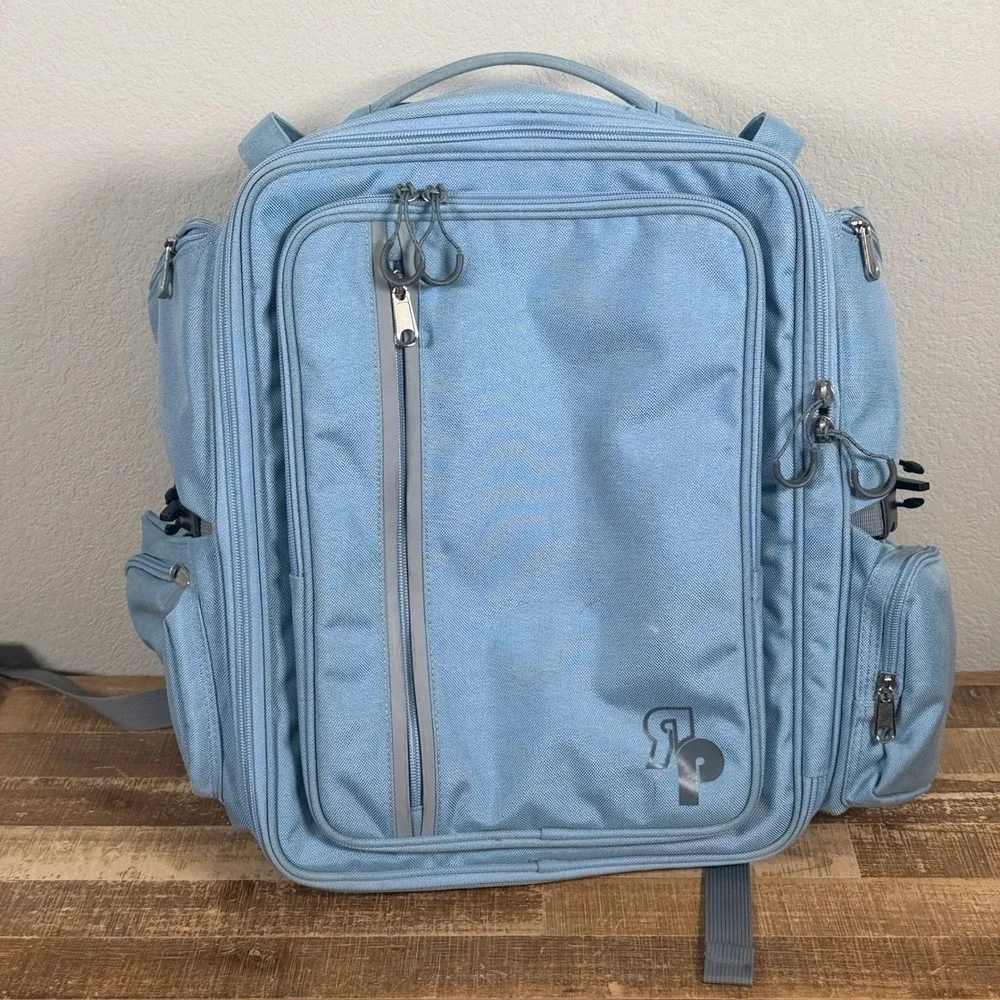 RP Travel Backpack Light Blue Multi-Compartment Travel Laptop Bag Expandable